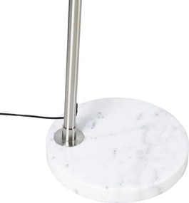 Lampada da terra ad arco in acciaio con base in marmo bianco e paralume in acciaio - Arc XXL