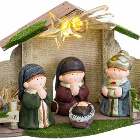 Presepe di Natale Multicolore Ceramica Legno MDF 33 x 10,5 x 17 cm (7 Pezzi)