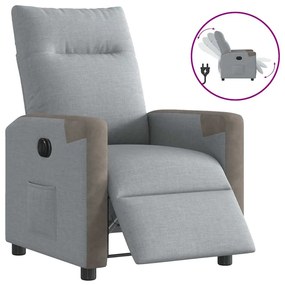 Poltrona Elettrica Reclinabile Grigio Chiaro İn Tessuto /