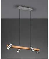 Lampadario Lineare Legno E Nichel 4 Spot Cilindrici Orientabili Marley Trio Lighting