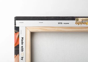 Stampa su tela – Incantevoli tulipani arancioni su sfondo di legno