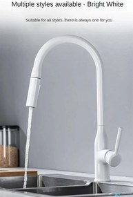 Rubinetto da cucina EYN KS15174 da piano con doccetta estraibile multigetto, bocca girevole e più finiture — Bianco