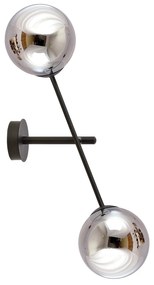 Applique 2 Luci Yama In Acciao Nero Con Bracci Regolabili E Vetro Fumè