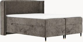 Letto boxspring in ciniglia fatto a mano con contenitore Segni