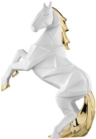 Bongelli preziosi Scultura in marmorino moderna Cavallo stilizzato h 24 - varie colorazioni BIANCO ORO