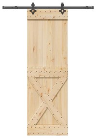 Porta Scorrevole Con Set Hardware 70x210 Cm Legno Massello Pino /
