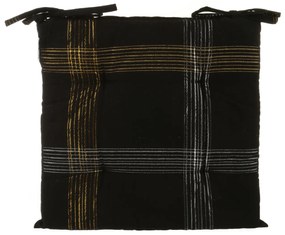 Cuscino sedia tartan 40x40 cm nero e oro