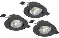 Faretto Ad Incasso Moderno Saliceto In Alluminio Nero 3 Luci Led 6W 2700K