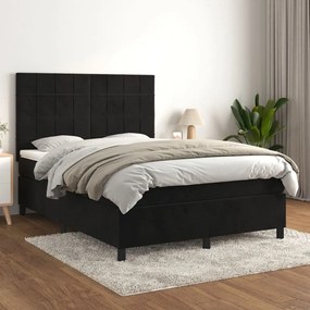 Giroletto A Molle Con Materasso Nero 140x200 Cm İn Velluto /