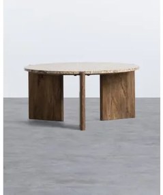 Tavolino Rotondo in Legno e Marmo (Ø 86 cm) Crecia Acacia media - The Masie