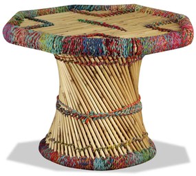 Tavolino da caffè in bambù con dettagli chindi multicolore