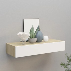 Scaffale Con Cassetti Rovere E Bianco 60x23,5x10 Cm İn Mdf /