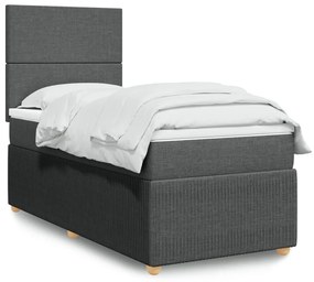Giroletto A Molle Con Materasso Grigio Scuro 80x200 Cm Tessuto /