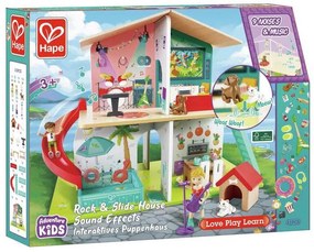 Casetta colorata a due piani con scivolo ed effetti sonori