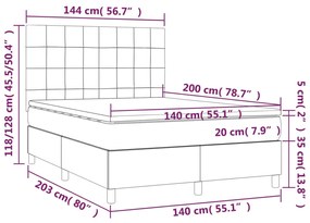 Giroletto a Molle con Materasso Grigio Chiaro 140x200cm Tessuto