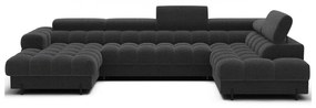 Divano angolare grigio scuro allungabile (con penisola a destra/a U) con rivestimento in bouclé Feraria – ELTAP