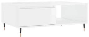 Tavolino Salotto Bianco Lucido 90x60x35 cm in Legno Multistrato