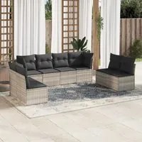 Set Divano da Giardino 8pz con Cuscini Grigio Chiaro Polyrattan 3249291