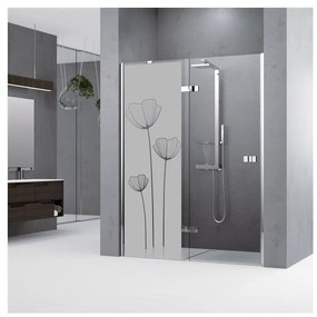 Adesivo per porta della doccia Fiori di papavero, 185 x 55 cm - Ambiance