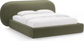 Letto matrimoniale imbottito verde con contenitore con rete inclusa 200x200 cm Ovalo – Micadoni