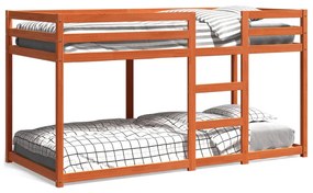 Letto A Castello Marrone Cera 80x200 Cm İn Legno Di Pino /