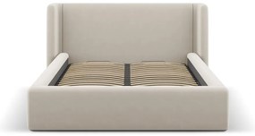 Letto matrimoniale imbottito beige con contenitore con rete inclusa 200x200 cm Jason – Windsor &amp; Co Sofas