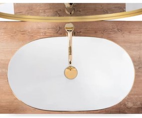 REA-U8570 - Lavabo da appoggio ROYAL 36x62 cm, in ceramica, bianco lucido con finiture oro