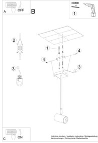 Sollux SL.1074 - Lampadario su palo NORANO 1xGU10/40W/230V nero