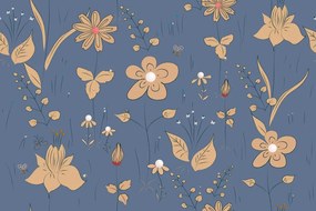 Carta da parati autoadesiva – Fiori di campo in blu