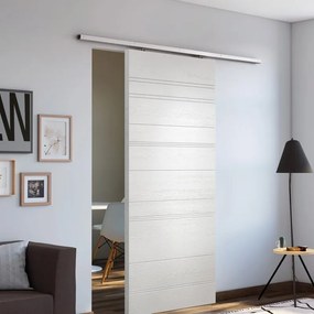 Porta scorrevole reversibile Mast Incisa in mdf bianco, L 93 x H 212 cm, con binario Belem