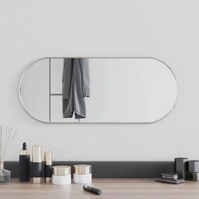 Specchio Da Parete Argento 60x25 Cm Ovale /