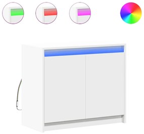 Credenza con led bianca 72x34x61 cm in legno multistrato