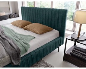 Letto matrimoniale imbottito color petrolio con contenitore e rete inclusi 180x200 cm Plissa – ELTAP