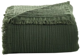 Copriletto in mussola verde scuro 200x250 cm - Mijolnir