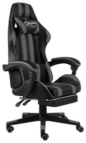 Sedia Da Gaming Con Poggiapiedi Nero E Grigio İn Similpelle /
