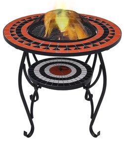 Tavolo Con Braciere Mosaico Terracotta E Bianco 68 Cm Ceramica /