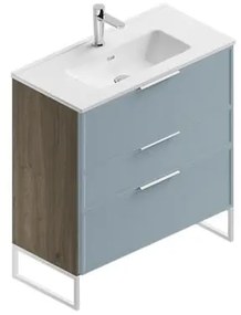 Mobile sottolavabo e lavabo Quadra per vasca centrale cotto/cielo in mdf L 80 x H 93 x P 39 cm 3 cassetti