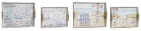 Set di Vassoi DKD Home Decor Marino Multicolore 40 x 30 x 6 cm Legno MDF Mediterraneo (2 Unità)