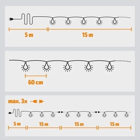 Brilagi - Catena decorativa da esterno LED GHIRLANDA 25xE12 20m IP44 bianco freddo