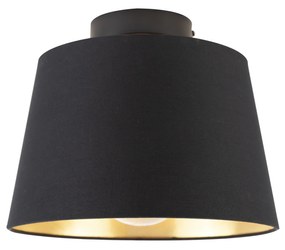 Lampada da soffitto con paralume in cotone nero con oro 25 cm - Nero combinato