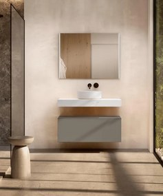 Armadietto bagno a terra Element VISOBATH 1 cassetto P 46 x L 100 x H 35 cm cenere laccato truciolare