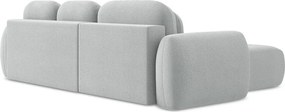 Divano angolare grigio chiaro allungabile/con contenitore (con penisola a sinistra/con chaise lounge) con rivestimento in bouclé Pele – Makamii