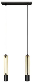 LED Lampadario su corda BARS 2xGU10/4,8W/230V nero/dorato
