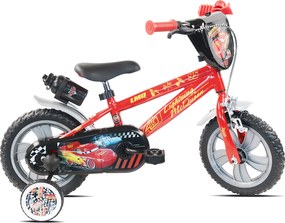 Bicicletta per Bambini 12" Disney Cars Freno Caliper e Stabilizzatori in Acciaio Hi-Ten Rosso...