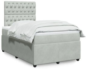 Giroletto A Molle Con Materasso Grigio Chiaro 120x200cm Velluto /