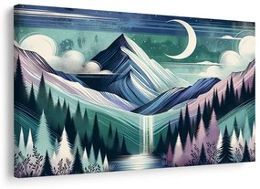 Quadro su tela – Cime innevate con cascata