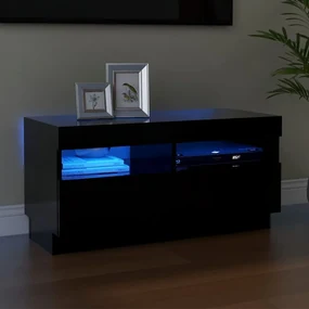 Mobile porta tv con luci led nero 80x35x40 cm