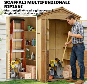 Armadio da Giardino Box Porta Attrezzi 128x57,5x197 cm con Finestre Trasparenti in Legno Marrone Chiaro...
