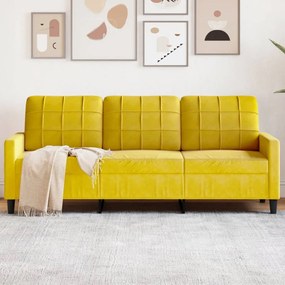 Divano A 3 Posti Giallo 180 Cm İn Velluto /