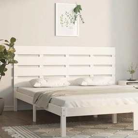 Testiera per letto bianca 135x3x80 cm in legno massello di pino